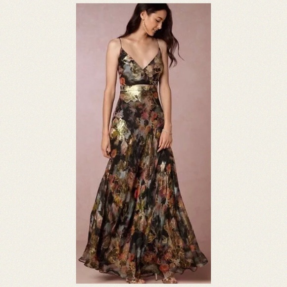 Nicole Miller Dresses & Skirts - Nicole Miller x BHLDN Lupita 4 Silk Black Floral